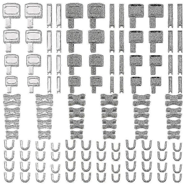 120 stycken metalldragkedjehuvud, 4 storlekar dragkedjeundersidor, insättningsnålar, dragkedjestopp