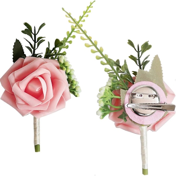 2 stk. Rose Boutonniere Bryllup Boutonniere HvitRosa Rose Håndlaget Corsage Bryllupsdekor