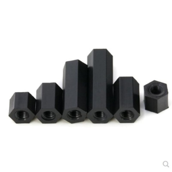 20-50 st M2 M25 M3 M4*l Svarta Nylon Distanshållare Hon till Hon Hex