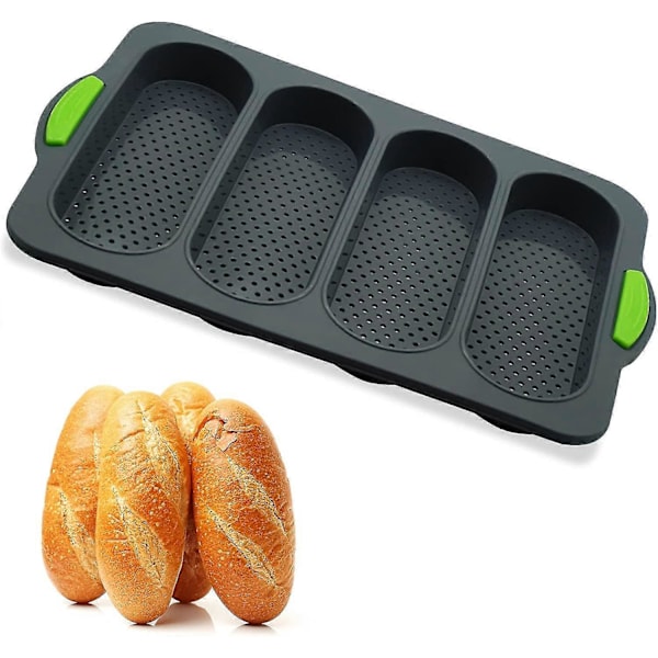 Brødform til bagning, silikone 4 hulrum baguetteform