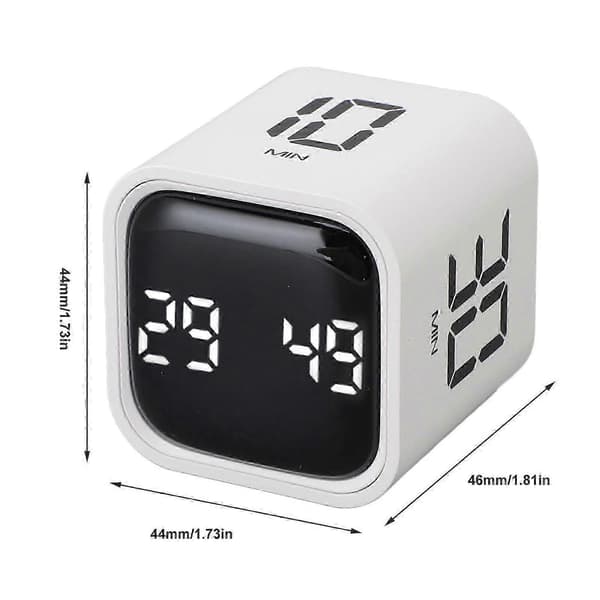 Gravity Timer Professionel Lydløs Digital Terning Timer til Tidsstyring til Arbejde, Studie, Køkken, Møde Hvid