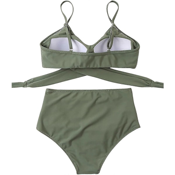 Dame Højtaljet Bandage Bikini Sæt Wrap To Dele Push Up Badetøj