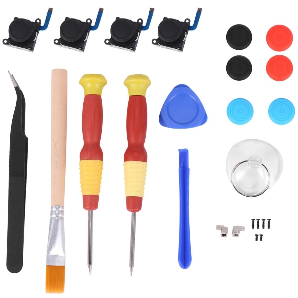 (4 Pack) 3d Analog Stick Reparasjonssett For Switch Joy Con Med Metallspenner/skrutrekker/thumbstick Gr