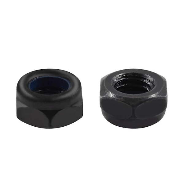 50 KPL M3 x 0,5 mm Nylon Insert Hex Lock -lukkomutterit, musta sinkitty nylonlukkomutterit