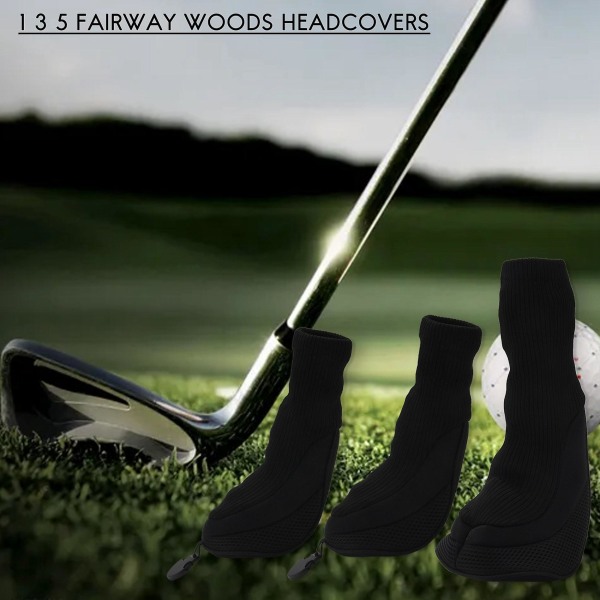Mustat golfpäänsuojukset Driver 1 3 5 Fairway Woods -pääsuojukset golfmailalle sopii kaikille väylälle ja drille