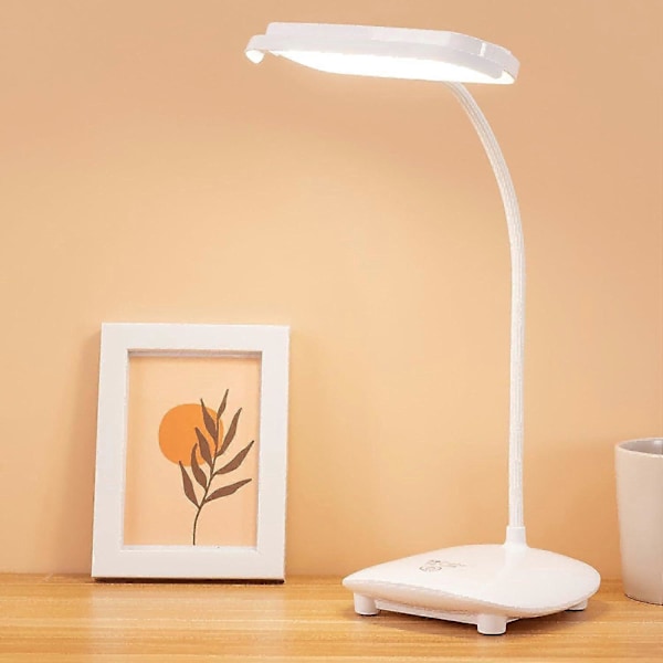 Trådløs Bordlampe Leselys 40 LED Oppladbar Stort Batteri 3000m, Berøring 3 Moduser, 2 Måter Strøm, Dimbar, Svanehals, Liten Bærbar Trådløs