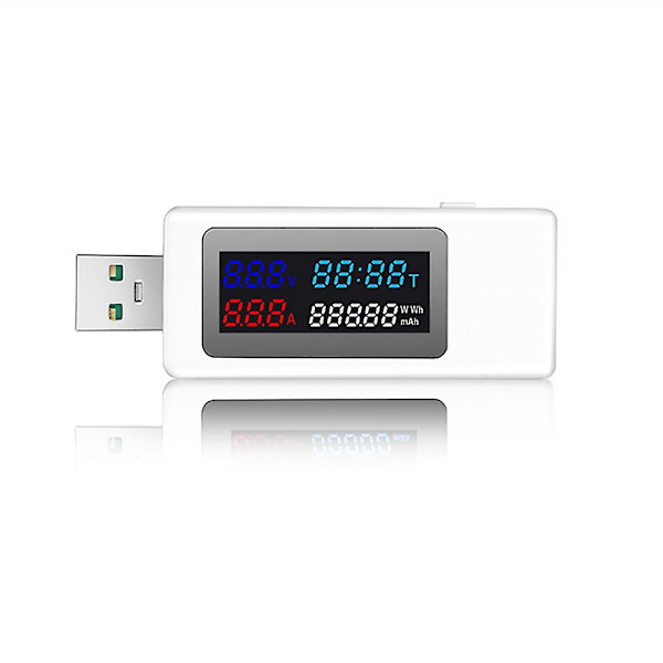 6-i-1 USB-testare DC4-30V IPS-display Digital spänning, effekt, tid, kapacitet, mätare, detektor för ström