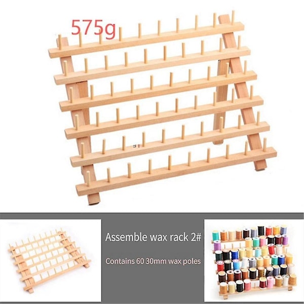 Bobbin Træ Bobbin 60-akset Voks Bobbin Opbevaring Træ Håndlavet Læder Diy Til Syning Quilting Broderi