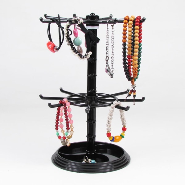 Smycken Roterande Ring Display Hållare Organizer Halsband Nyckelring förvaringsställ