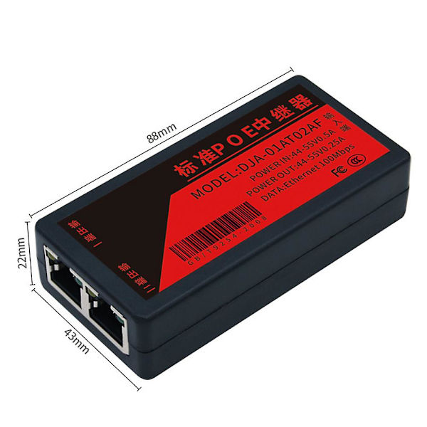 2-ports PoE-förlängare 100 Mbps med IEEE 802.3af-standard för NVR IP-kamera AP IP-röst PoE-förlängning 100