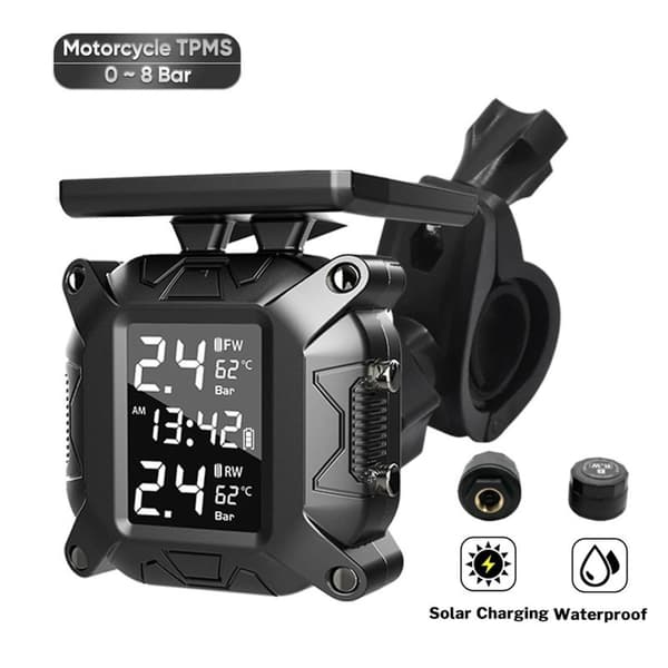 Motorcykel TPMS Nøjagtig Temperaturmonitor Multifunktionel LCD Skærm Dæktryksovervågningssystem Motorcykel Tilbehør