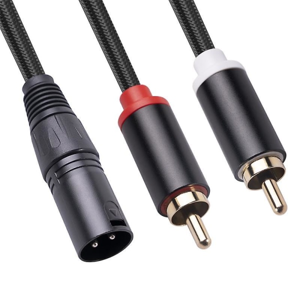 XLR til Dobbel RCA Lydkabel A1 XLR Hann 3-polet til Dobbel RCA Hann Plugg Stereo Lydkabel Forsterker Miksing Plugg AV Kabel 1M