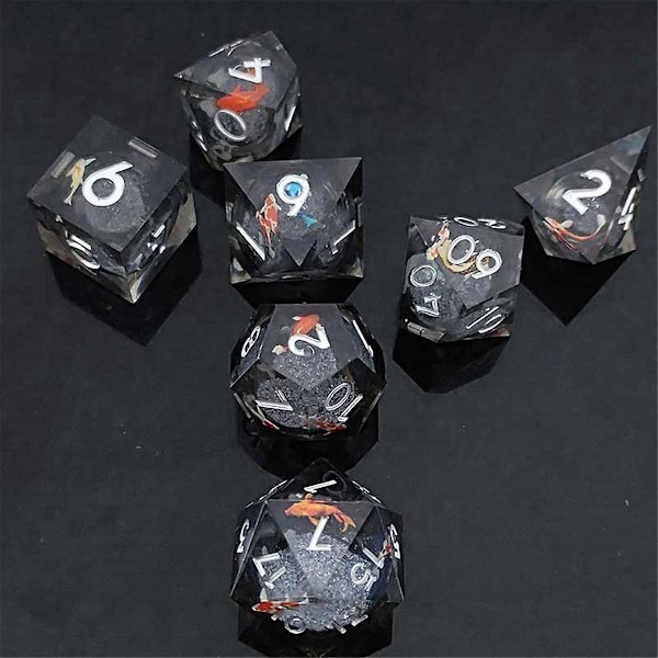 Resin Decal Flydesand til DND Terninger Coc Løbegruppe Terninger Dnd Cthulhu Polyeder Løbegruppe Brætspil DND Terninger B