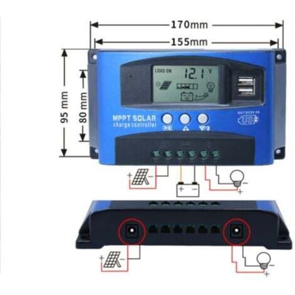 40A MPPT solarladdningsregulator. 12V 24V USB solpanel batteriregulator Intelligent batteriregulator med LCD-skärm (40A)