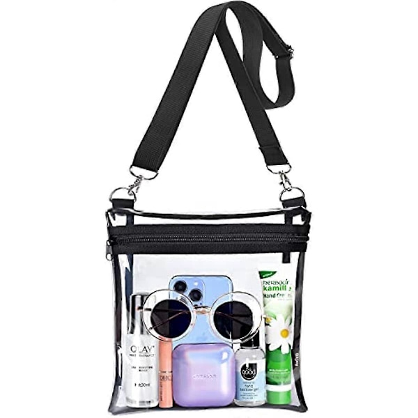 Läpinäkyvä laukku, stadionhyväksytty kukkaro - Läpinäkyvät crossbody-laukut naisille ja miehille - Läpinäkyvä PVC-olkalaukku konsertteihin, urheilutapahtumiin ja huvituksiin