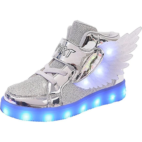 Kids Light Up Sneakers Light Up Skor USB Laddning Blinkande Sneakers Wings High-top Led Sneakers