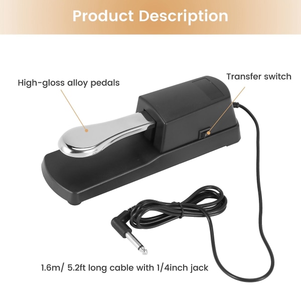 Oppgrader Sustain Demping Pedal Piano Keyboard For Elektrisk Piano Elektronisk Keyboard Elektronisk Piano