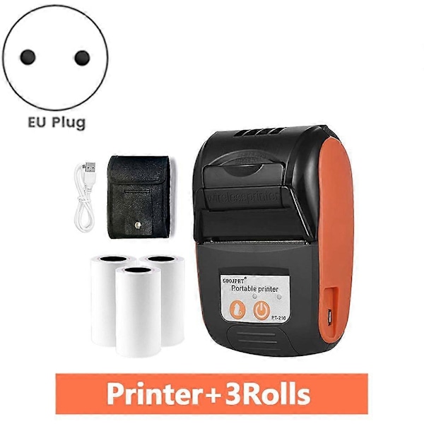 Bærbar Bluetooth Termisk Printer Håndholdt 58mm Kvitterings Printer til Ios Android Telefon EU STIK