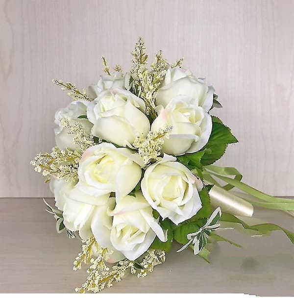 Bouquets Off-white, Håndlavet Bryllup, Kunstig Blomst Til Brud