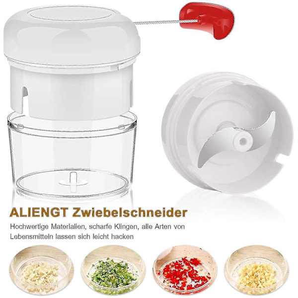 Grönsakshackare, Mini Lökhackare, Multihackare, Manuell Liten Lökhackare, 170 ml, Vit