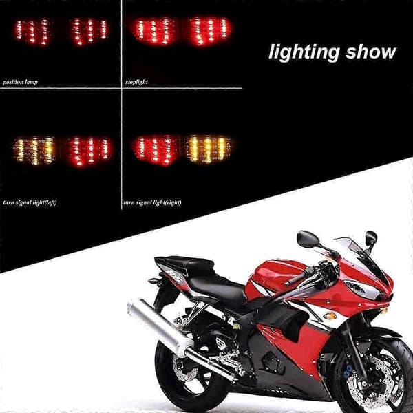 Motorcykel LED Bakljus Bromsljus för YZF R6 2003-2005 YZF R6S 2006-2008