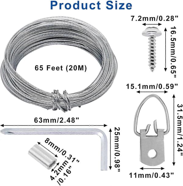 YuGtcen Bildhängande Tråd, 20 meter Bildhängande Tråd Kit, Bildtråd, d