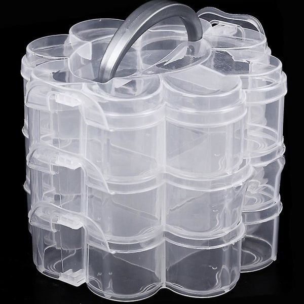3-lags klar plast stablebar organisering Oppbevaring Hobby Craft Box Container Smykkeetui - Gjennomsiktig
