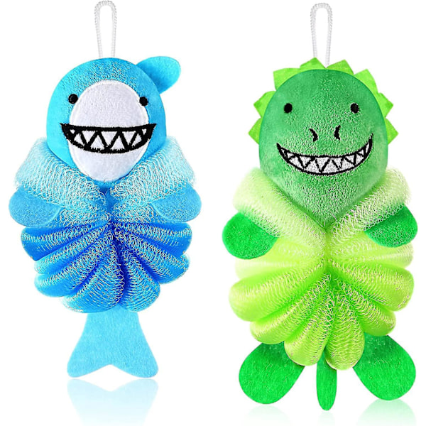 Söta Tecknade Barn Loofahs - Set med 2 Badsvampar för Barn