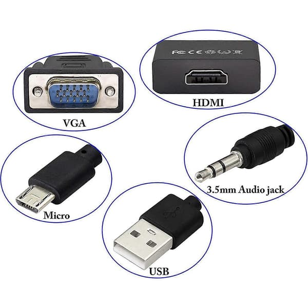 VGA til HDMI-kompatibel han til hun konverterkabel 3,5 mm lyd