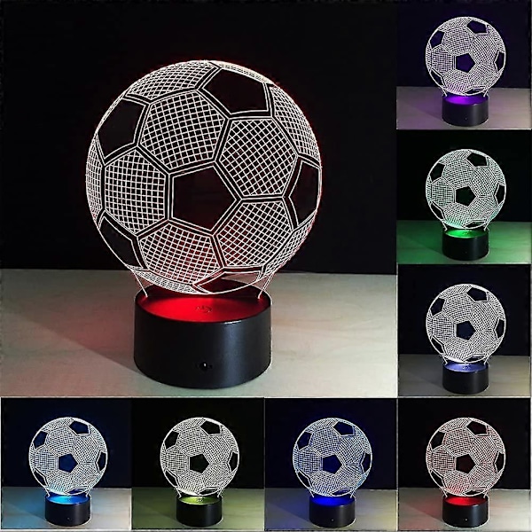 Wabjtam Fotboll Nattlampa För Pojkar, Fotboll 3D Illusion Lampor För Barns Sovrumsinredning, 7 Färg Touch Switch Coola Presenter För Flickors Födelsedag Jul
