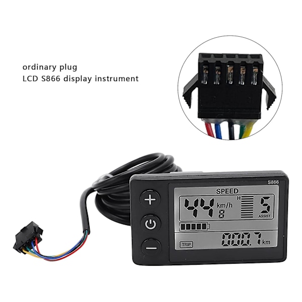 Elektrisk Cykel LCD Display, S866 LCD Display Sm Stik Elektrisk Cykel LCD Display Panel IP65 Vandtæt LCD Display Meter