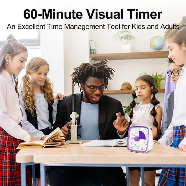 Visuell timer med nattlampa 60 minuters nedräkningstimer för barn och vuxna Tyst timer för hemmet