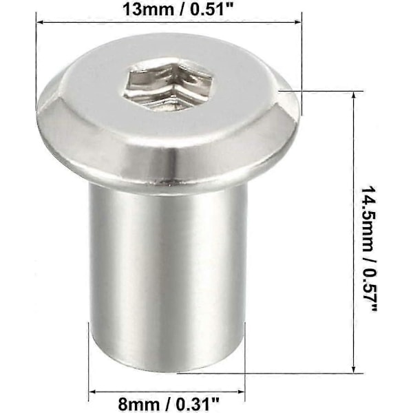 M6x12mm Hovedskrue Rivmøtrik Nikkelbelagte Skruer 20 stk, seuais