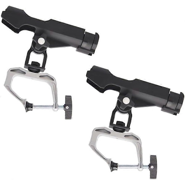 2-pack 360 graders roterbar justerbar fiskespöhållare G-klämma skena 0-5 cm för kajakbåtsfäste med skruvar