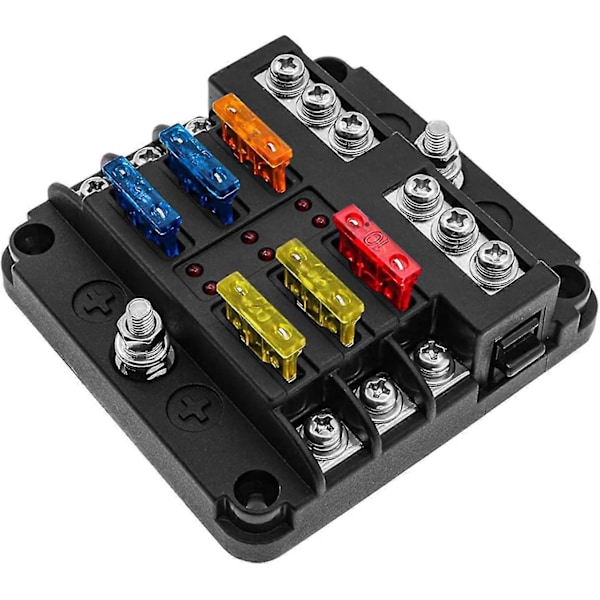 6/12-vägs Säkringsbox med LED-indikator