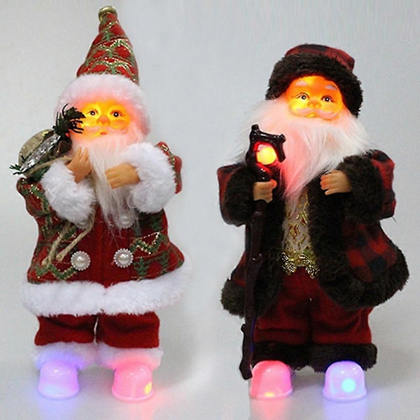 Elektrisk Musik Jultomte Docka Ornament Skakande Huvud Fötter Sjungande Dansande Juldockor Julklappar Heminredning