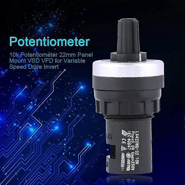 10k Ohm Potentiometer, Guvernør Rotary Potentiometer Panelmontering Vsd Vfd Til Variabel Hastighed Drev Invertblack1stk)