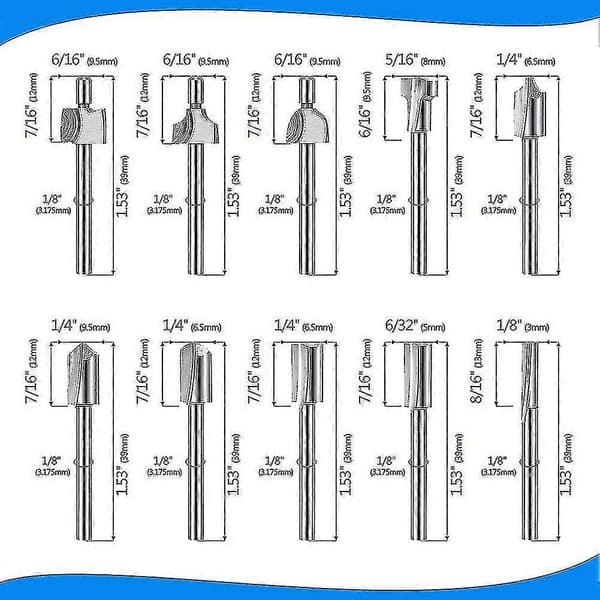 20-pack HSS-fräsar med karbidspetsar för Dremel-fräsar, 1/8 tum (3 mm) skaft för Dremel Pro