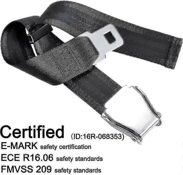 Bælteforlænger til fly, E4-certificeret, justerbar fra 15,2 cm til 81,3 cm