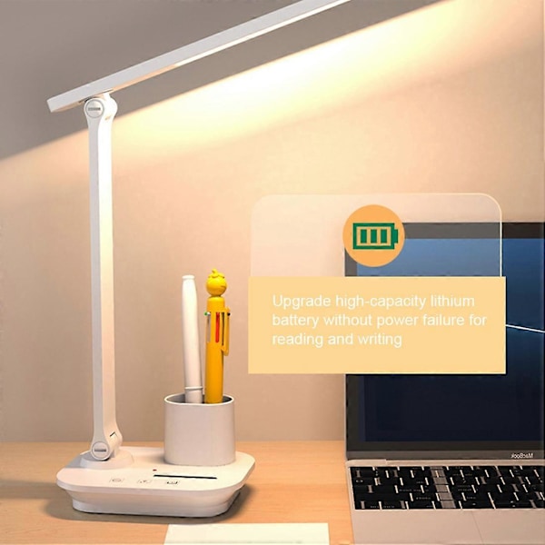 LED skrivebordslampe Trinnløs dimmbar Berøringsfoldbar bordlampe Nattlys for lesing med øyevern
