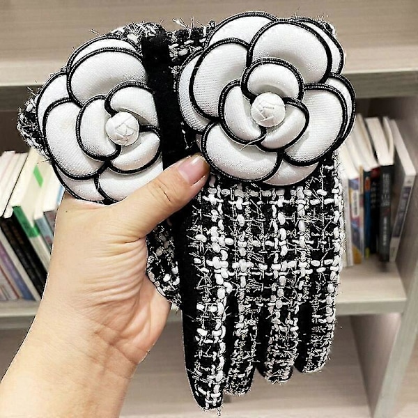 Märkesdesign Vinterhandskar Varma Plus Sammet Tjockare Pekskärm Kashmir Vantar Rutigt Stora Blomhandskar för kvinnorinvierno