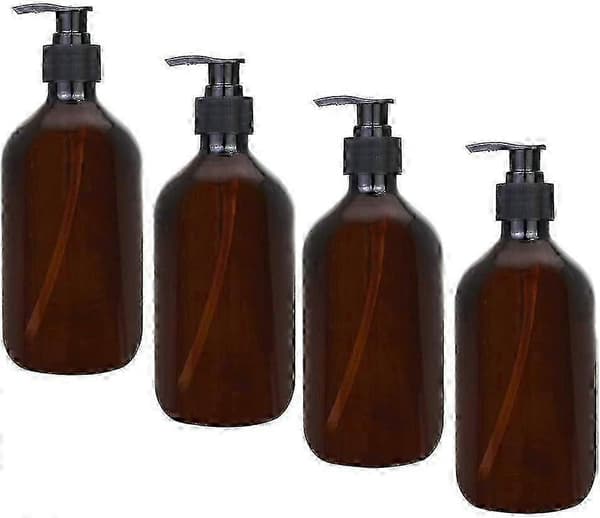 4 st Bärnstensfärgade Dispenser 500ML Dispenserflaskor Bärnstensfärgade Pumpflaskor Tom Bärnstensfärgad Plastflaska