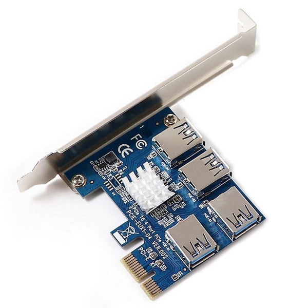 PCIE PCI-E PCI Express Riser Card 1X til 16X 1 til 4 USB 3.0 Slot Multiplier Hub Adapter