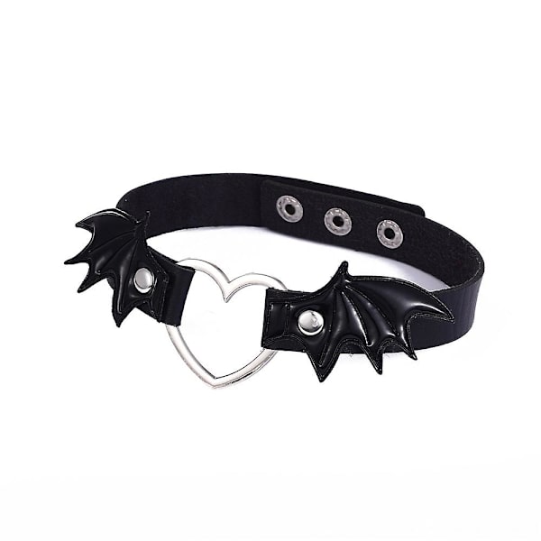 Halloween Flaggermusvinger Halskjede For Kvinner Jenter Hjerte Chocker Lær Krage Goth Smykker Cosplay Gothic Tilbehør