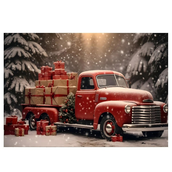 Joulun taustalla Kangasjuhlat Uusi vuosi Vintage Red Truck Children Photo Studio Photography Backg