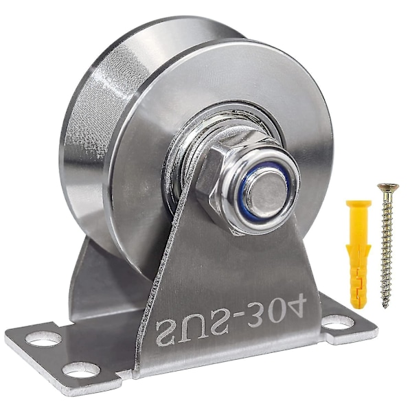 Groove Wheel Pulley Stainless Steel Pulley Block Super Silent Single Pulley Block For Sliding Gate And Wire Rope Detachable Duplex Bearing With Mounti