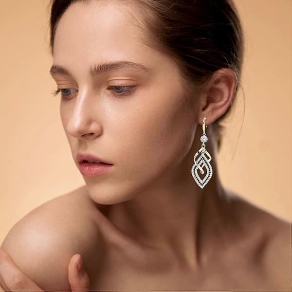 Lineær Hvirvel Tråd Boheme Boho 14K Guld Diamanter Øreringe Allergivenlige Øreringe Mode Smykker