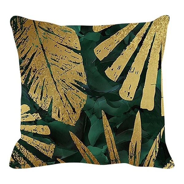 Cover 45cm X 45cm Set 4 vihreää ja kultaa lehtiä koristeellinen tyynynpäällinen 18x18" pellava neliömäinen cover ulkokalusteiden puutarha-asumiseen