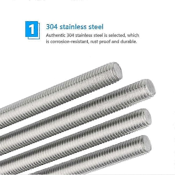 12 Stycken M6 x 100mm Stång Helt Gängad Stång 304 Rostfritt Stål Fästelement Dubbar för Tillverkning inom Fordons- och Byggindustrin (Silver)