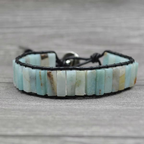 Dame Chakra Armbånd Håndlavet Læderarmbånd Justerbart Wrap Perlearmbånd